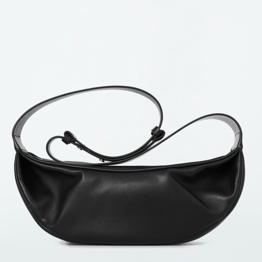 COS swing leather cross body bag black